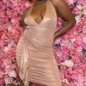 Rose gold halter dress